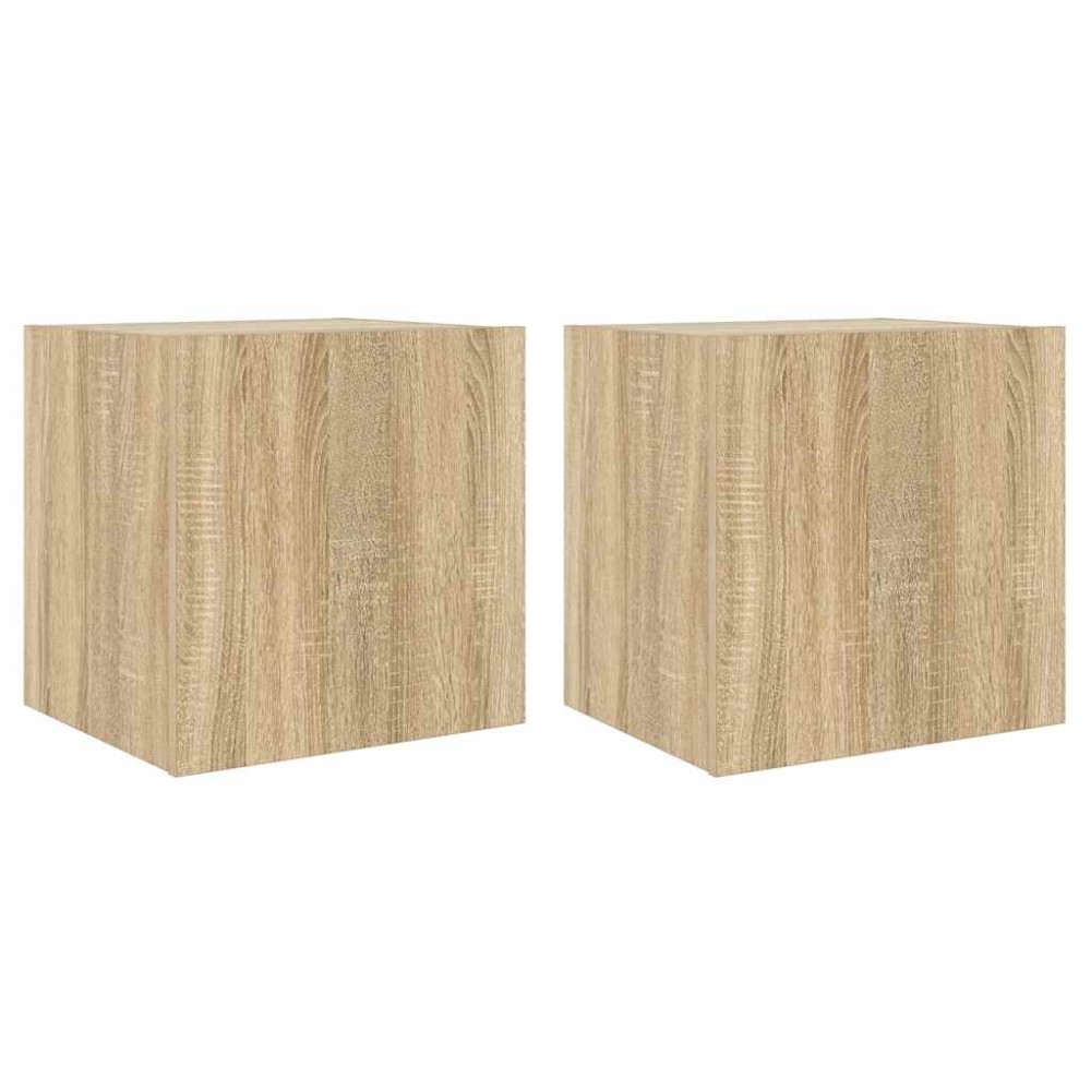 vidaXL Έπιπλα Τοίχου Τηλ. με LED 2 Τεμ. Sonoma Δρυς 40,5x35x40 εκ.