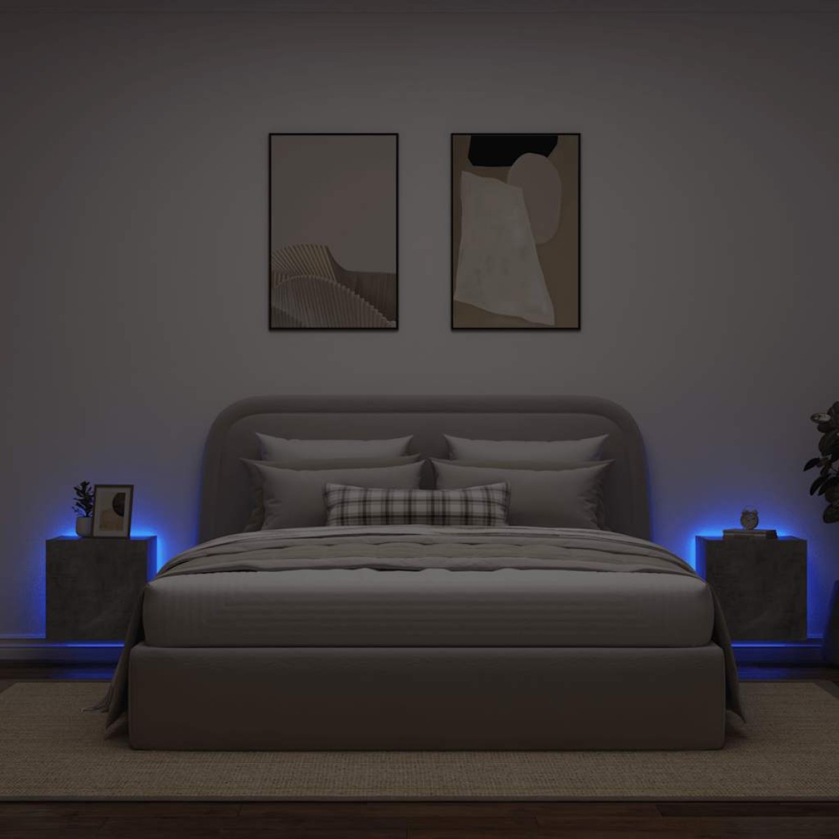 vidaXL Έπιπλα Τηλεόρασης με LED 2 Τεμ Γκρι Σκυροδέματος 40,5x35x40 εκ.