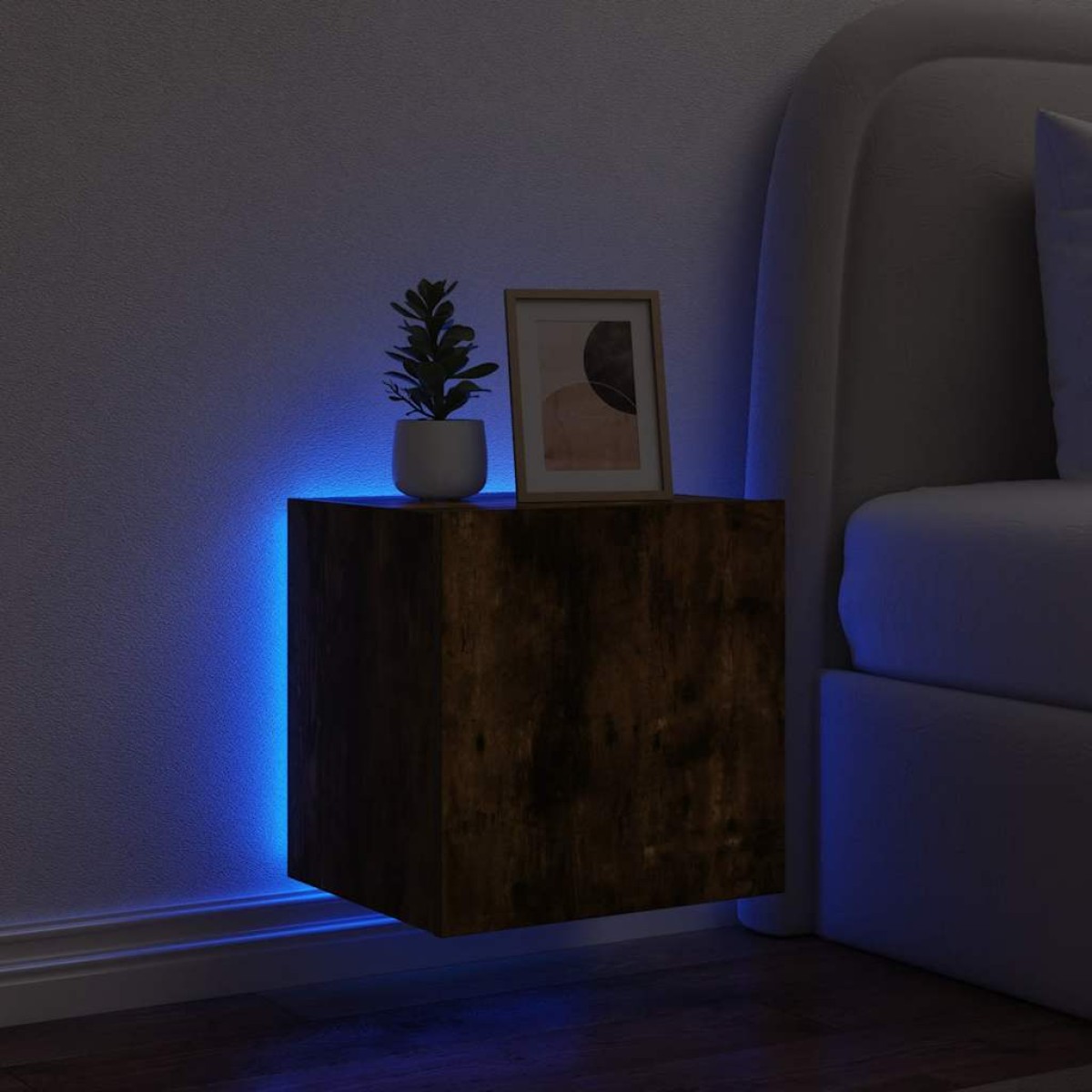 vidaXL Έπιπλο Τοίχου Τηλεόρασης με LED Καπνιστή Δρυς 40,5x35x40 εκ.