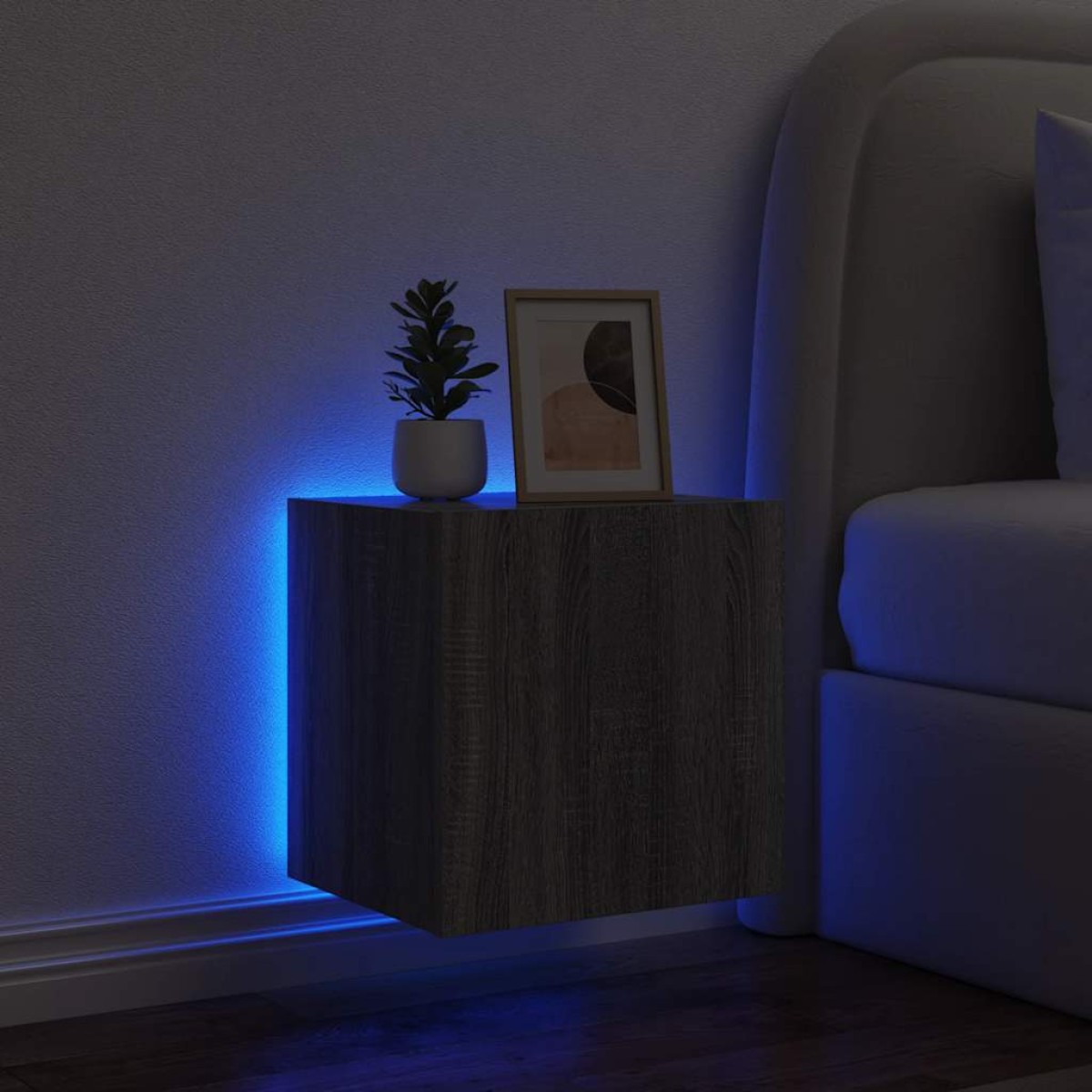 vidaXL Έπιπλο Τοίχου Τηλεόρασης με LED Γκρι Sonoma 40,5x35x40 εκ.