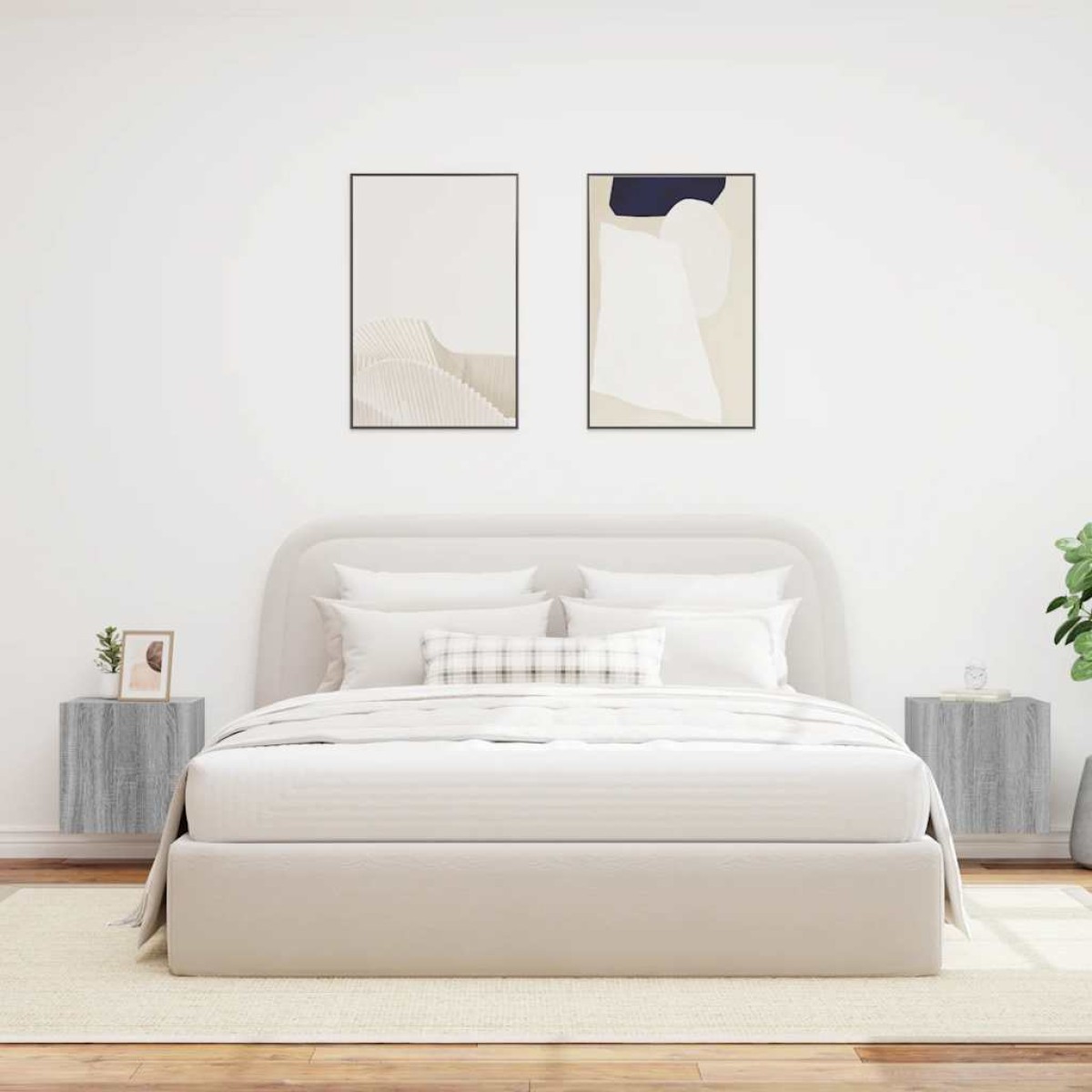 vidaXL Έπιπλα Τοίχου Τηλ. με LED 2 Τεμ. Γκρι Sonoma 40,5x35x40 εκ.