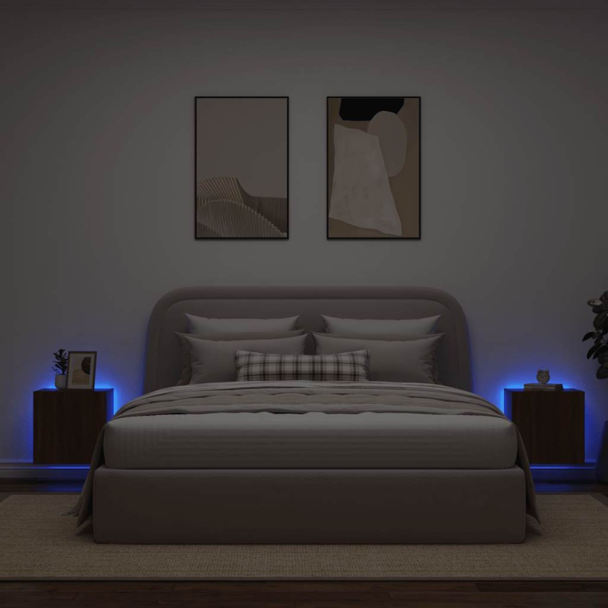 vidaXL Έπιπλα Τοίχου Τηλεόρασης LED 2 Τεμ. Καφέ Δρυς 40,5x35x40εκ.