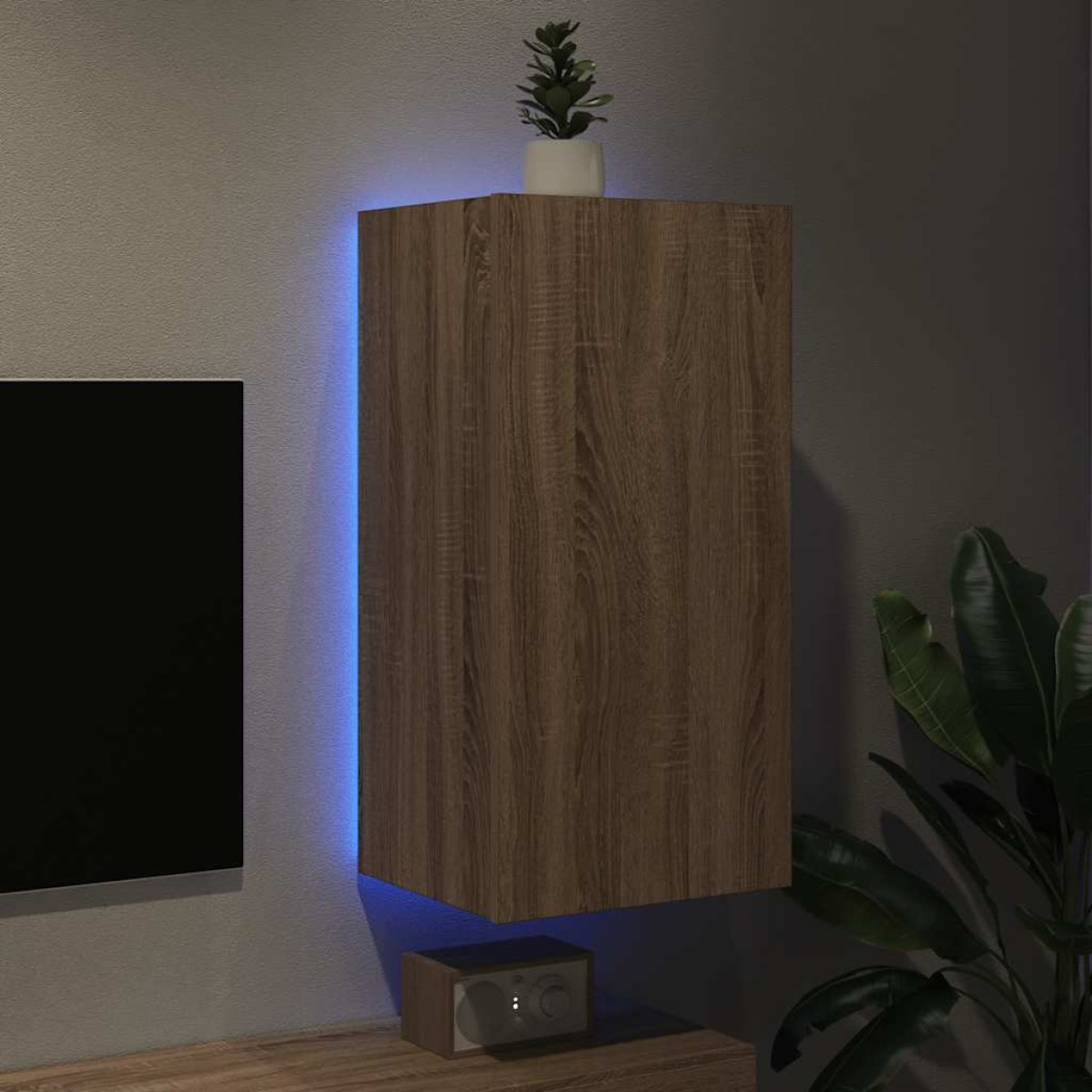 vidaXL Έπιπλο Τοίχου Τηλεόρασης με LED Sonoma Δρυς 40,5x35x80 εκ.