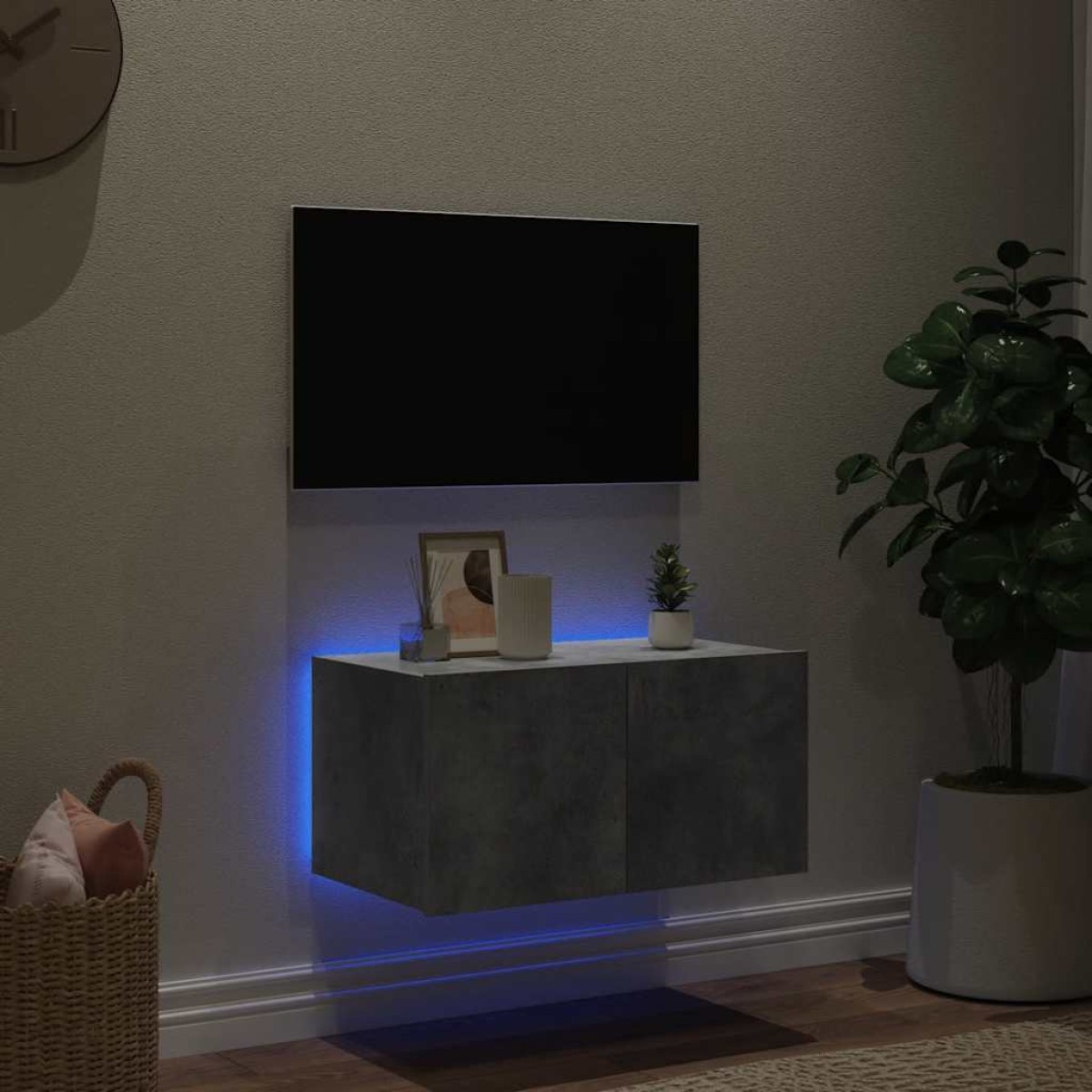 vidaXL Έπιπλο Τηλεόρασης με LED Γκρι Σκυροδέματος 60x35x31 εκ.