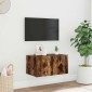 vidaXL Έπιπλο Τοίχου Τηλεόρασης με LED Καπνιστή Δρυς 60x35x31 εκ.