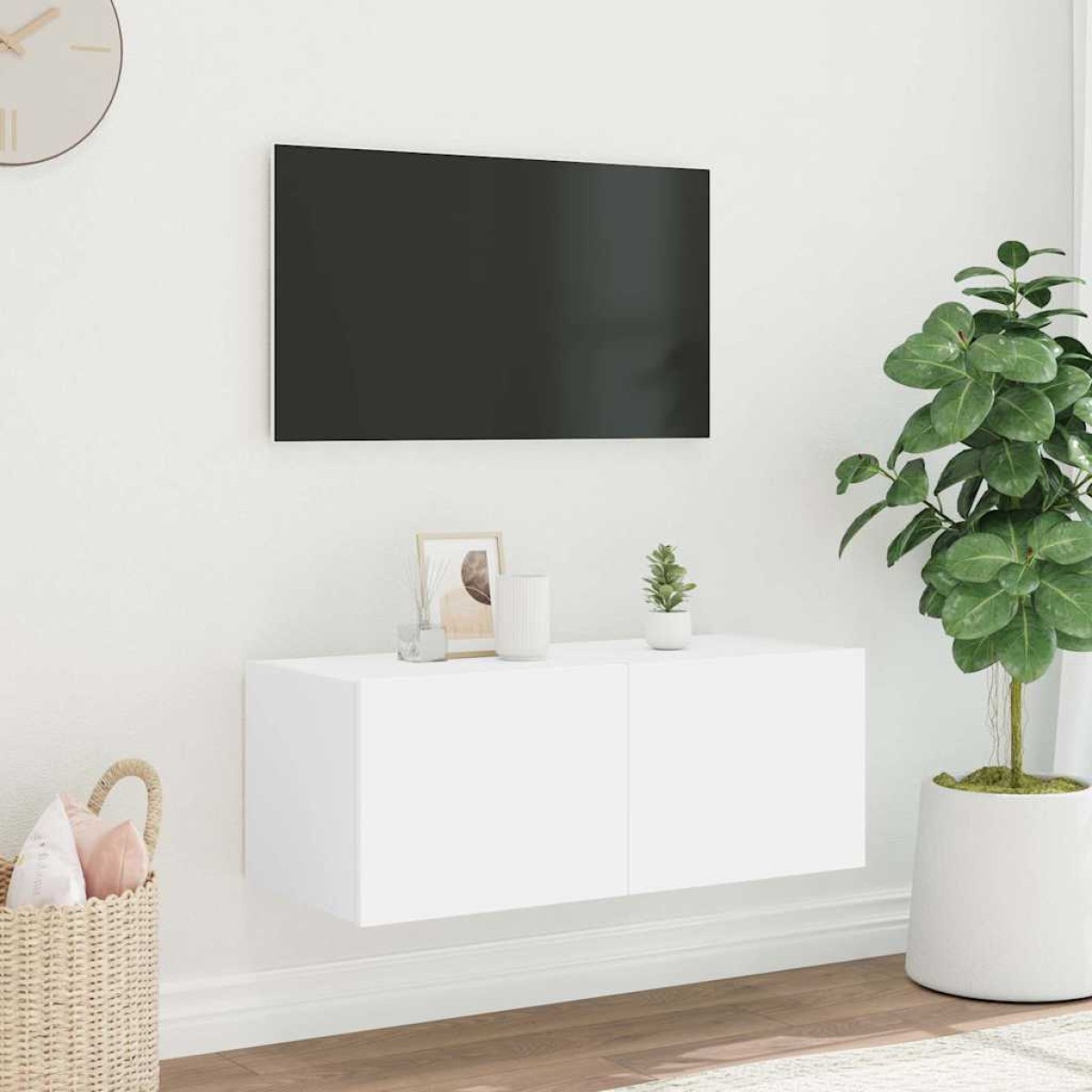 vidaXL Έπιπλο Τοίχου Τηλεόρασης με LED Λευκό 80x35x31 εκ.