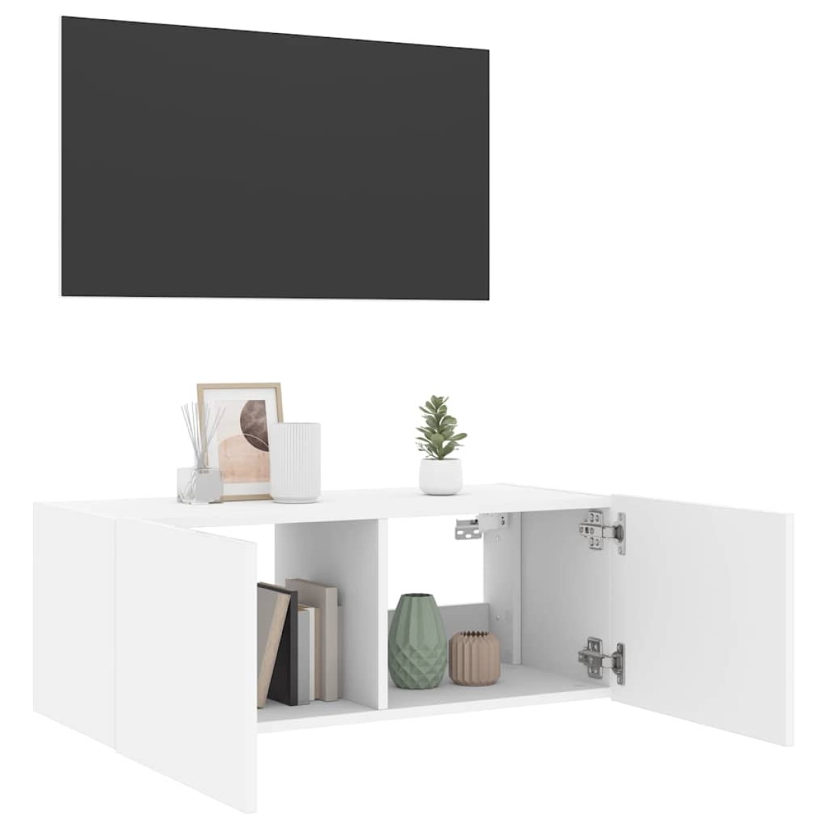 vidaXL Έπιπλο Τοίχου Τηλεόρασης με LED Λευκό 80x35x31 εκ.