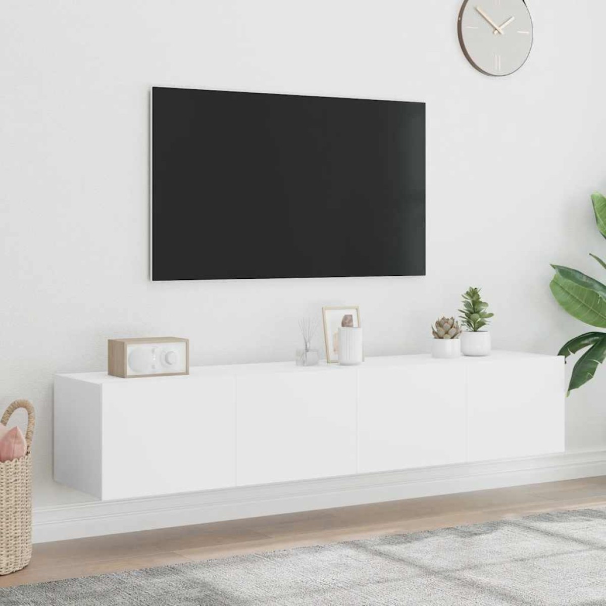 vidaXL Έπιπλα Τοίχου Τηλεόρασης με LED 2 Τεμ. Λευκά 80x35x31 εκ.