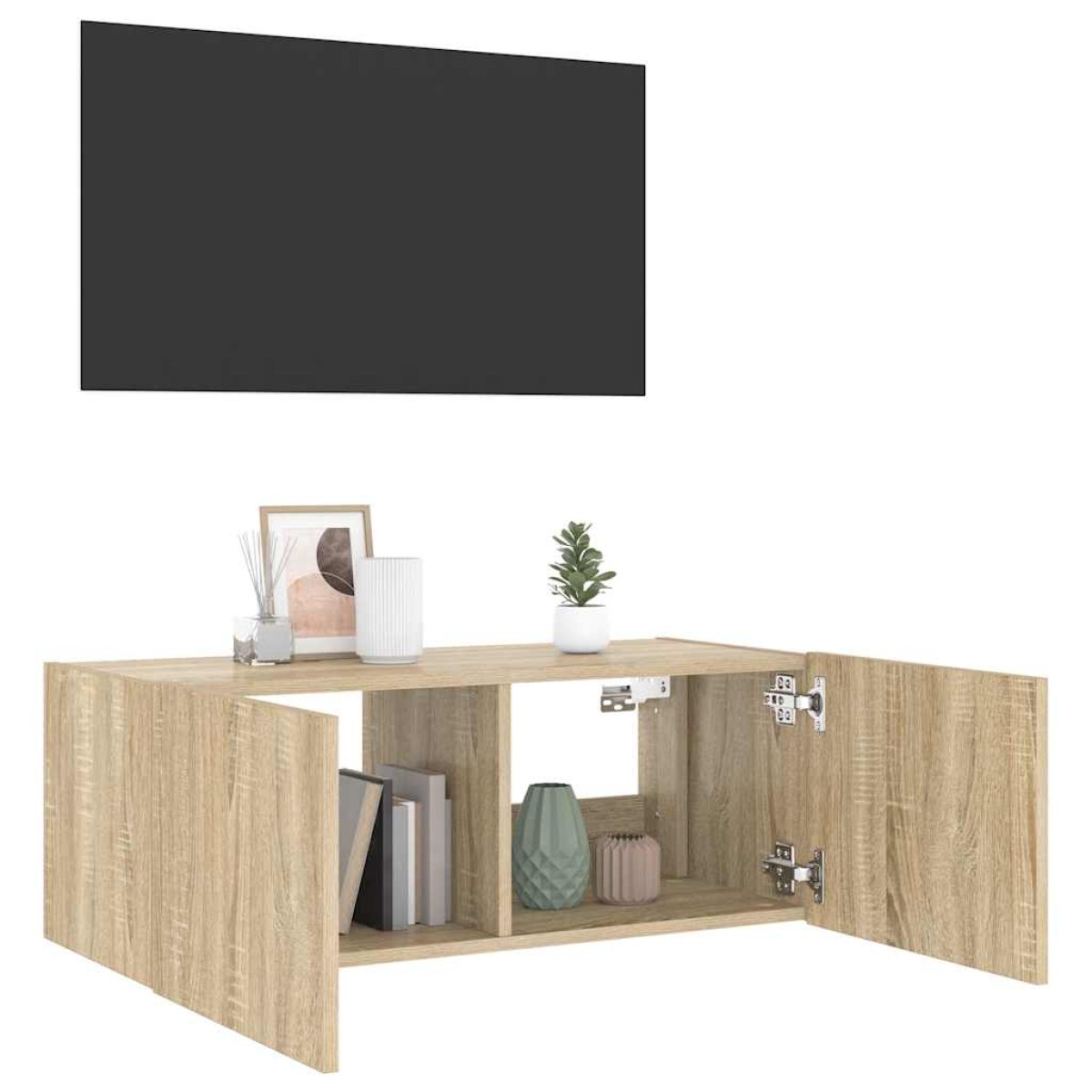 vidaXL Έπιπλο Τοίχου Τηλεόρασης με LED Sonoma Δρυς 80x35x31 εκ.