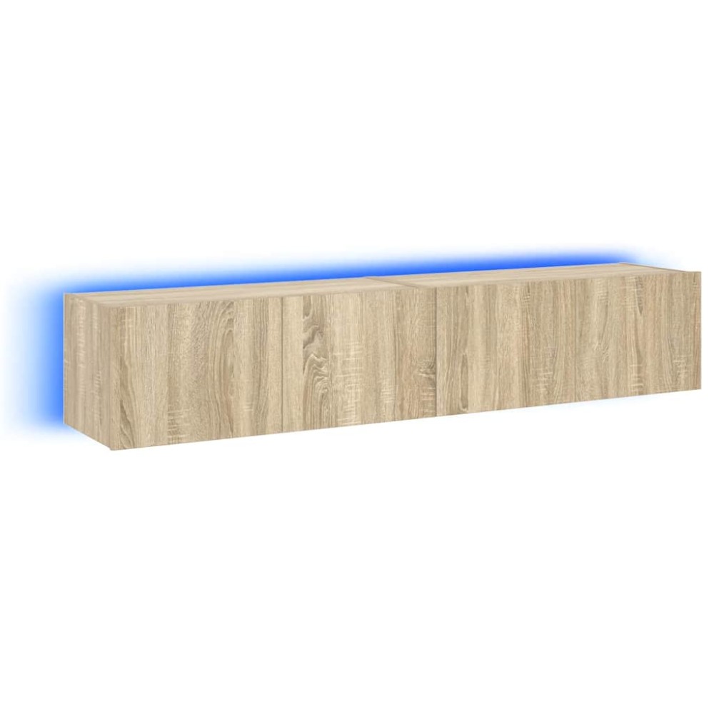 vidaXL Έπιπλα Τοίχου Τηλ. με LED 2 Τεμ. Sonoma Δρυς 80x35x31 εκ.
