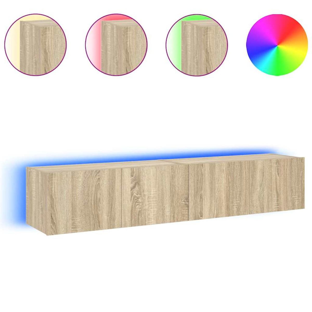 vidaXL Έπιπλα Τοίχου Τηλ. με LED 2 Τεμ. Sonoma Δρυς 80x35x31 εκ.