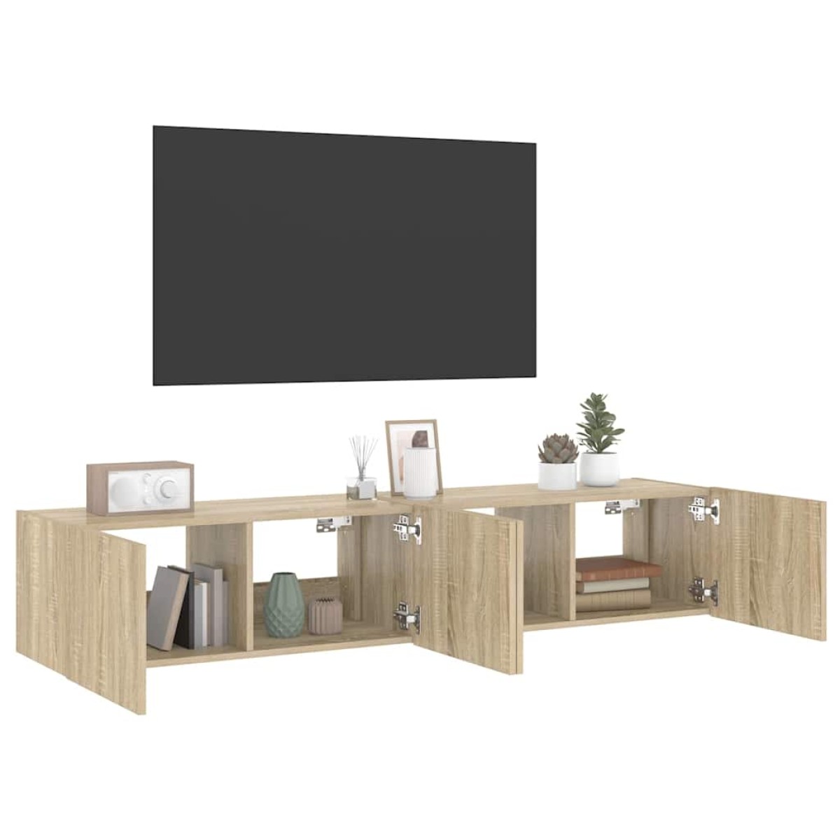 vidaXL Έπιπλα Τοίχου Τηλ. με LED 2 Τεμ. Sonoma Δρυς 80x35x31 εκ.