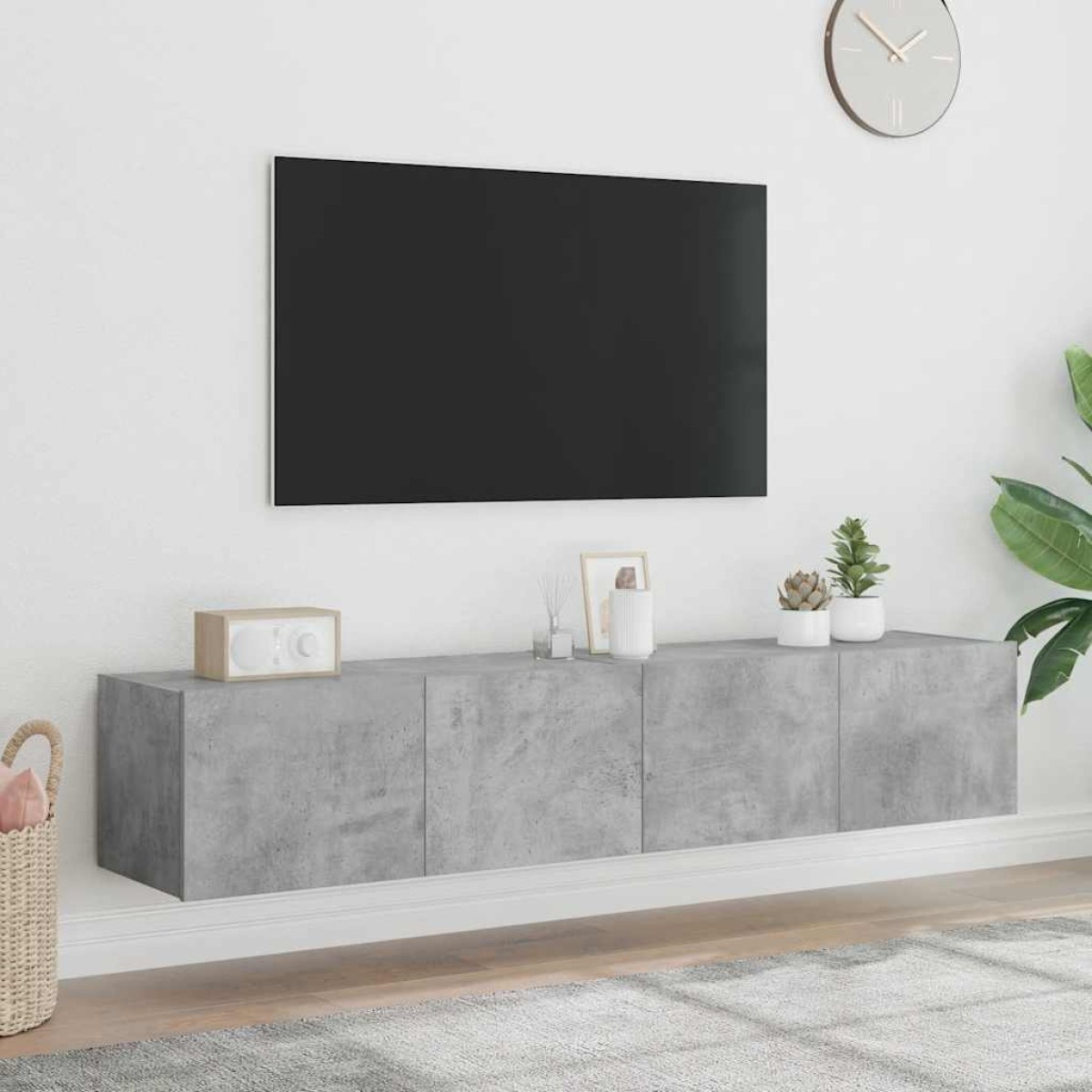 vidaXL Έπιπλα Τηλεόρασης με LED 2 Τεμ Γκρι Σκυροδέματος 80x35x31 εκ.
