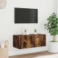 vidaXL Έπιπλο Τοίχου Τηλεόρασης με LED Καπνιστή Δρυς 80x35x31 εκ.