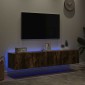 vidaXL Έπιπλα Τοίχου Τηλεόρασης LED 2 Τεμ. Καπνιστή Δρυς 80x35x31 εκ.