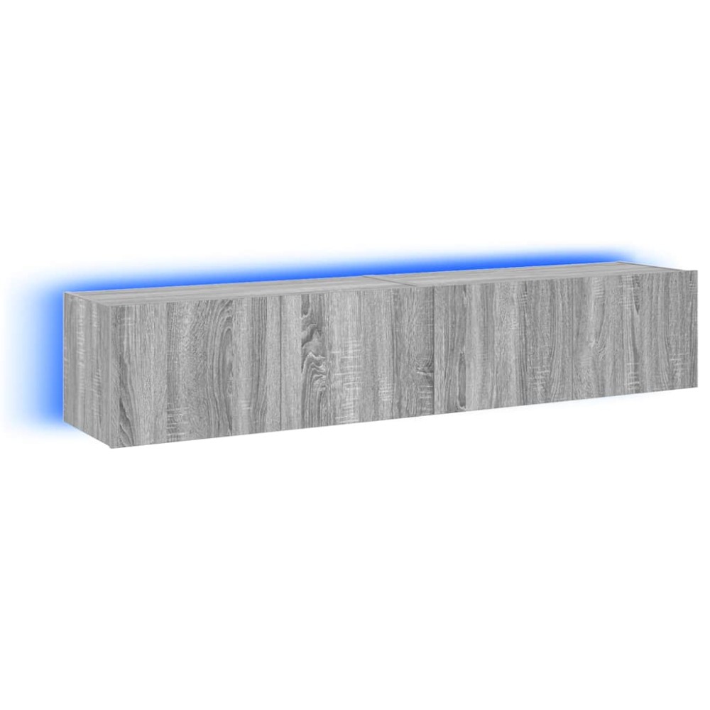 vidaXL Έπιπλα Τοίχου Τηλ. με LED 2 Τεμ. Γκρι Sonoma 80x35x31 εκ.