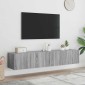 vidaXL Έπιπλα Τοίχου Τηλ. με LED 2 Τεμ. Γκρι Sonoma 80x35x31 εκ.