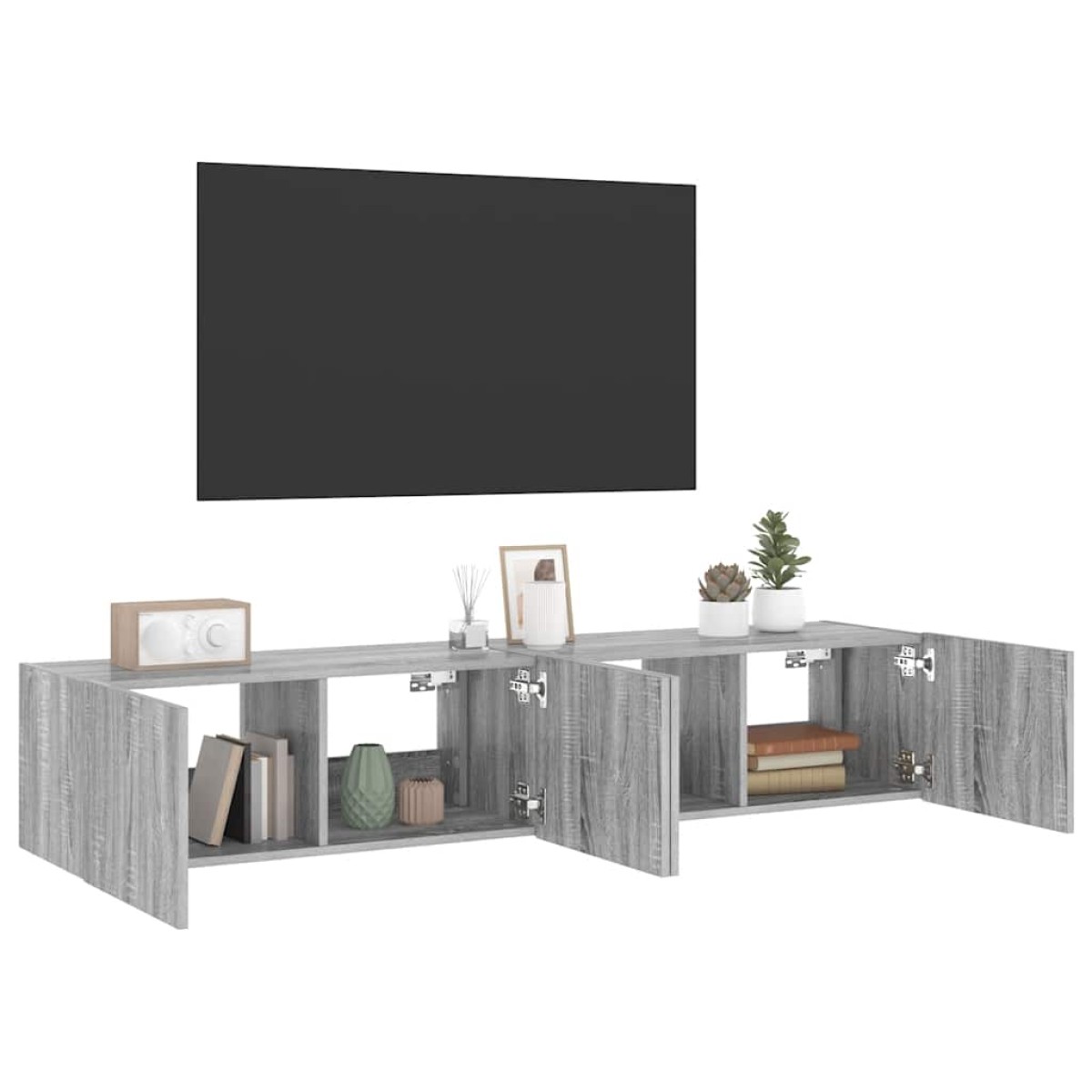 vidaXL Έπιπλα Τοίχου Τηλ. με LED 2 Τεμ. Γκρι Sonoma 80x35x31 εκ.