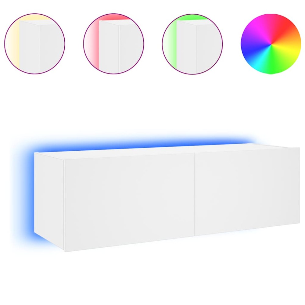 vidaXL Έπιπλο Τοίχου Τηλεόρασης με LED Λευκό 100x35x31 εκ.