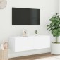 vidaXL Έπιπλο Τοίχου Τηλεόρασης με LED Λευκό 100x35x31 εκ.