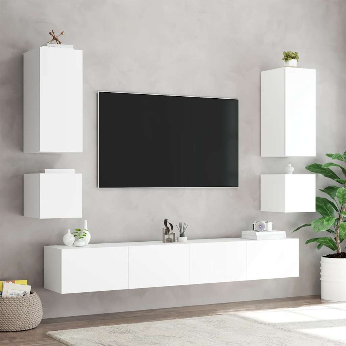 vidaXL Έπιπλο Τοίχου Τηλεόρασης με LED Λευκό 100x35x31 εκ.