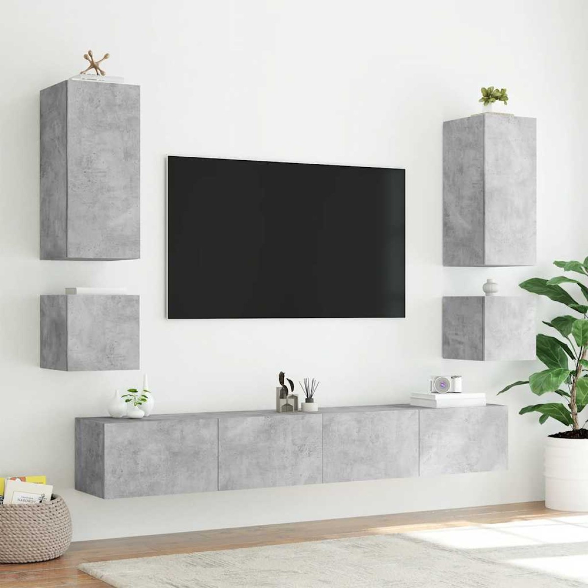 vidaXL Έπιπλο Τηλεόρασης με LED Γκρι Σκυροδέματος 100x35x31 εκ.