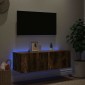 vidaXL Έπιπλο Τοίχου Τηλεόρασης με LED Καπνιστή Δρυς 100x35x31 εκ.