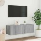 vidaXL Έπιπλο Τοίχου Τηλεόρασης με LED Γκρι Sonoma 100x35x31 εκ.
