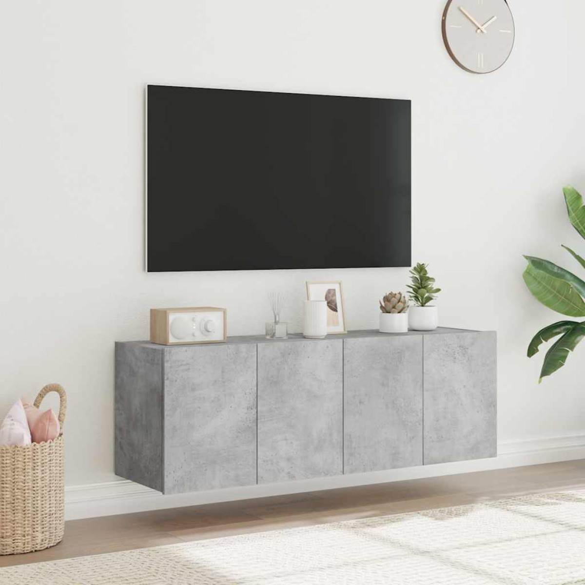 vidaXL Έπιπλα Τηλεόρασης με LED 2 Τεμ Γκρι Σκυροδέματος 60x35x41 εκ.