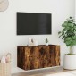 vidaXL Έπιπλο Τοίχου Τηλεόρασης με LED Καπνιστή Δρυς 80x35x41 εκ.