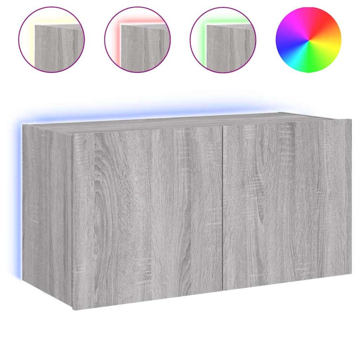 vidaXL Έπιπλο Τοίχου Τηλεόρασης με LED Γκρι Sonoma 80x35x41 εκ.