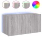 vidaXL Έπιπλο Τοίχου Τηλεόρασης με LED Γκρι Sonoma 80x35x41 εκ.