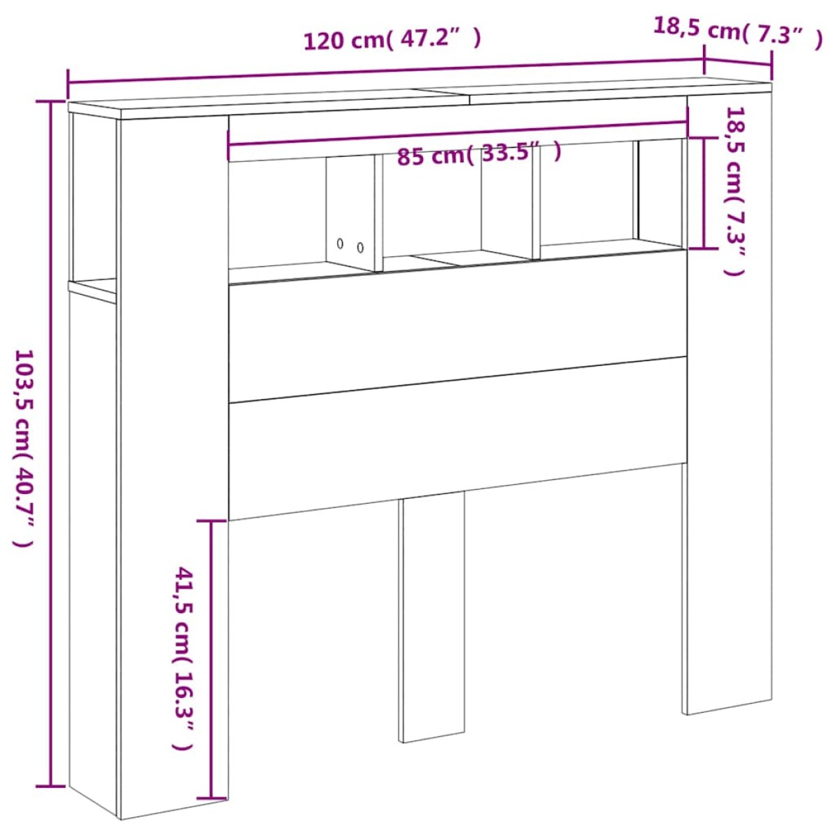 vidaXL Κεφαλάρι Κρεβατιού με LED Καπνιστή Δρυς 120x18,5x103,5 εκ