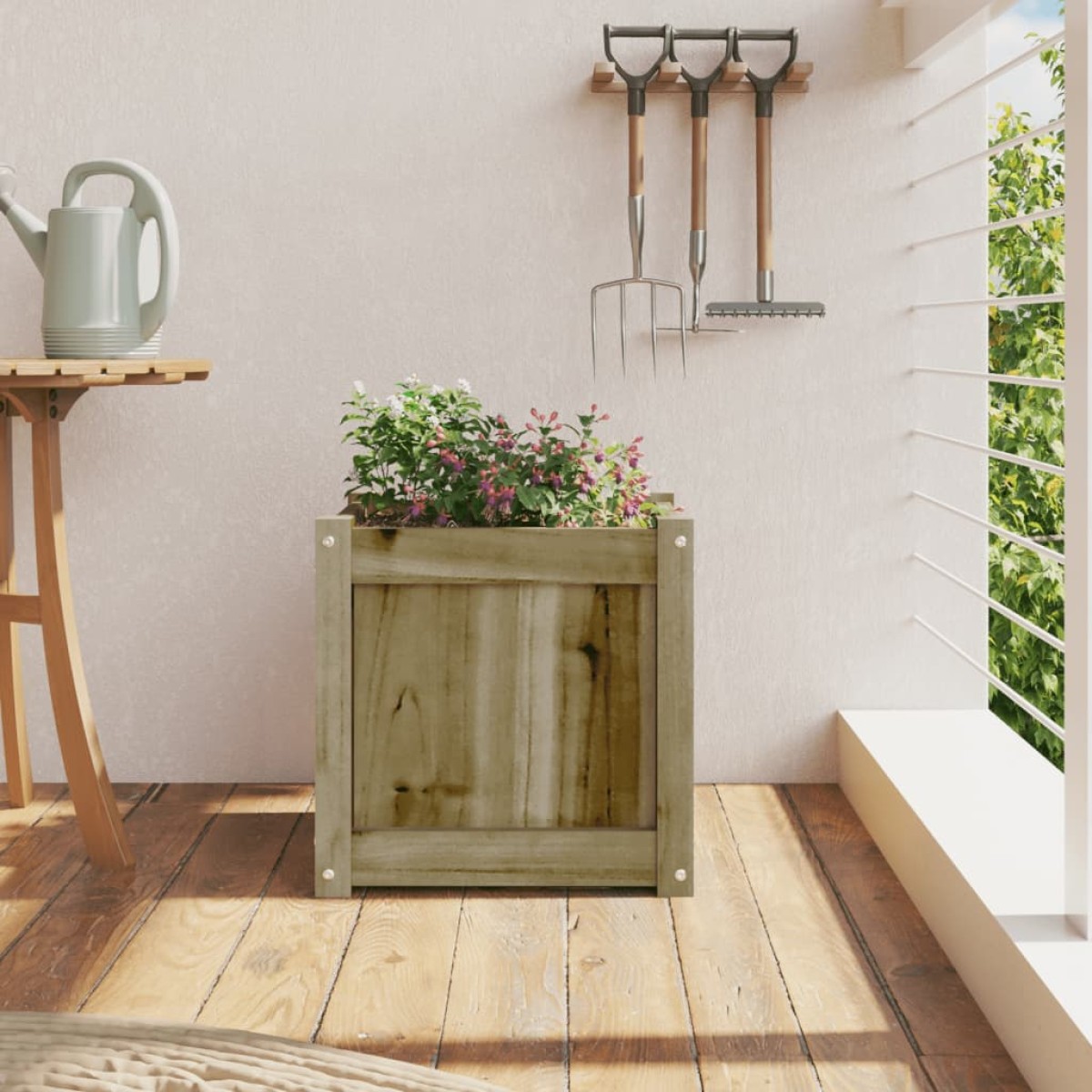 vidaXL Ζαρντινιέρα 40 x 40 x 40 εκ. Εμποτισμ. Ξύλο Πεύκου