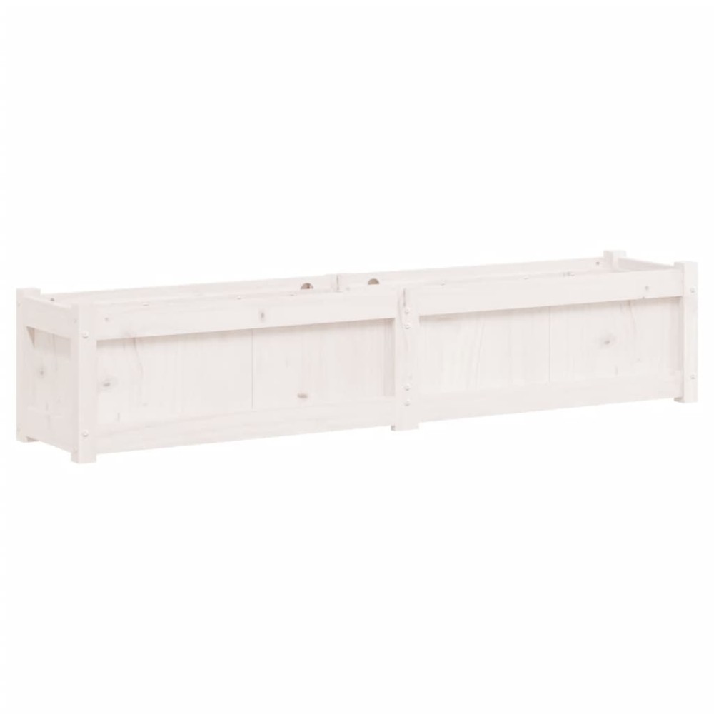 vidaXL Ζαρντινιέρα Λευκή 150 x 31 x 31 εκ. από Μασίφ Ξύλο Πεύκου