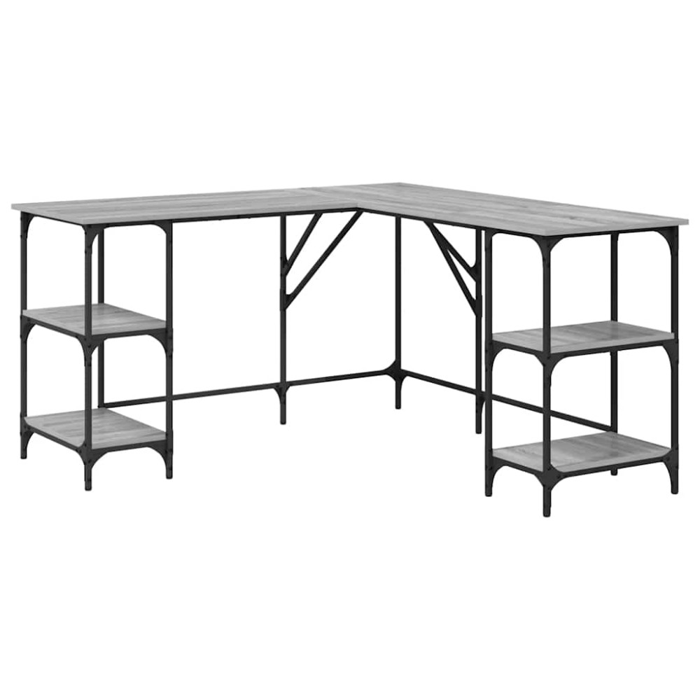 vidaXL Γραφείο Γκρι Sonoma 139x139x75 εκ. από Επεξεργασμένο Ξύλο