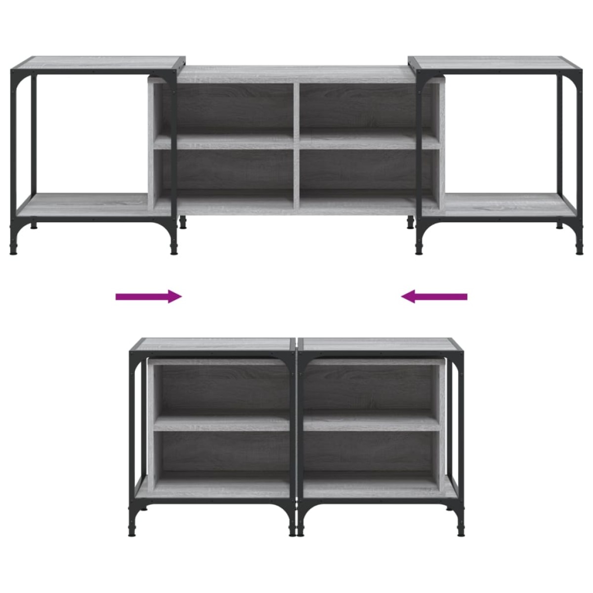 vidaXL Έπιπλο Τηλεόρασης Γκρι Sonoma 153 x 37 x 50 εκ. Επεξεργ. Ξύλο