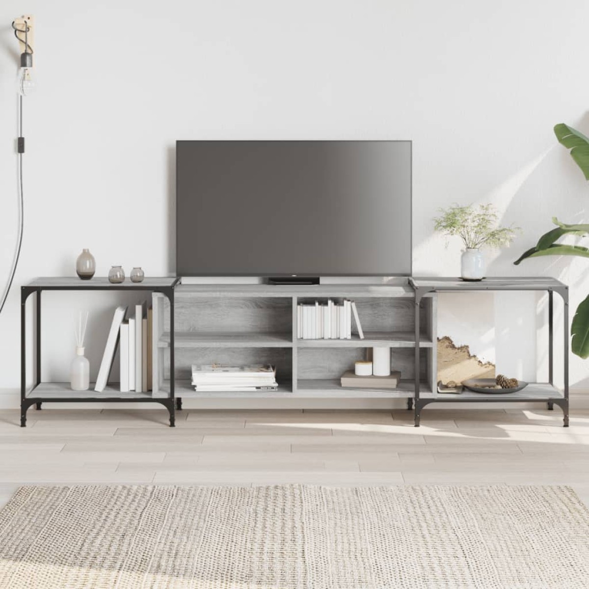 vidaXL Έπιπλο Τηλεόρασης Γκρι Sonoma 203 x 37 x 50 εκ. Επεξεργ. Ξύλο