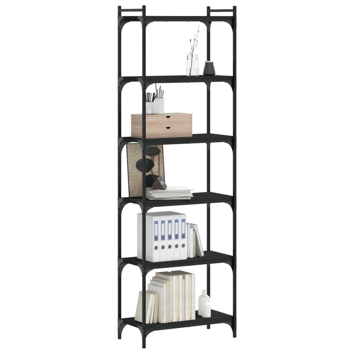 vidaXL Βιβλιοθήκη 6 Επιπέδων Μαύρη 60x30x188 εκ. Επεξεργασμένο Ξύλο