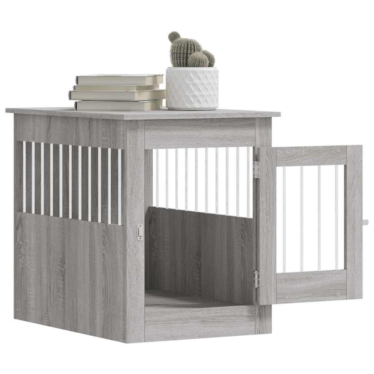 vidaXL Κλουβί Σκύλου Γκρι Sonoma 55x80x68 εκ. από Επεξεργ. Ξύλο