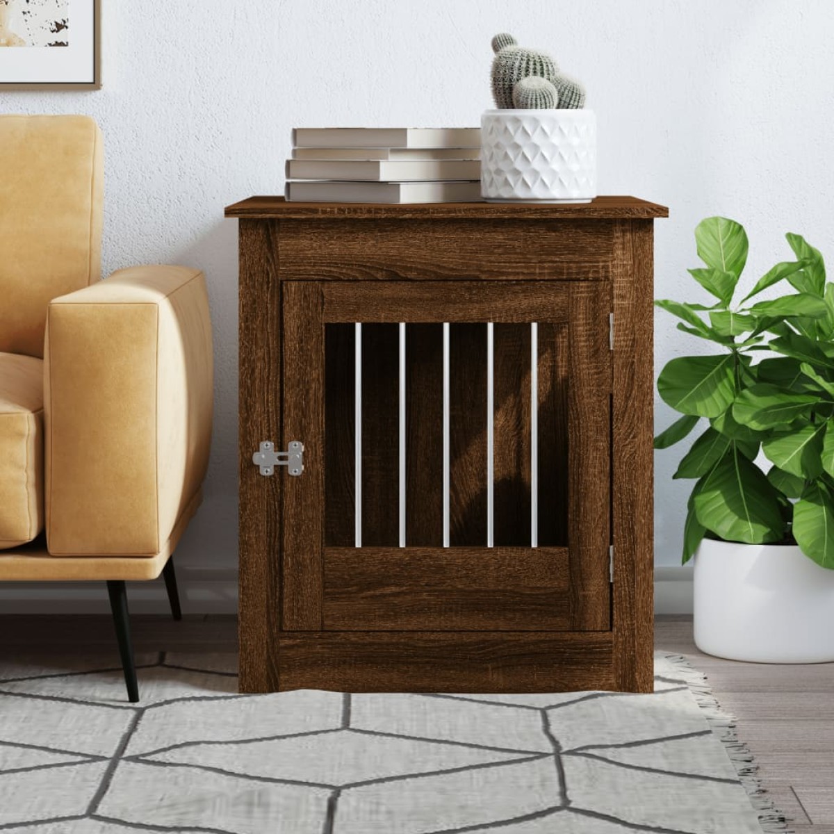 vidaXL Κλουβί Σκύλου Καφέ Δρυς 64,5 x 80 x 71 εκ. από Επεξεργ. Ξύλο