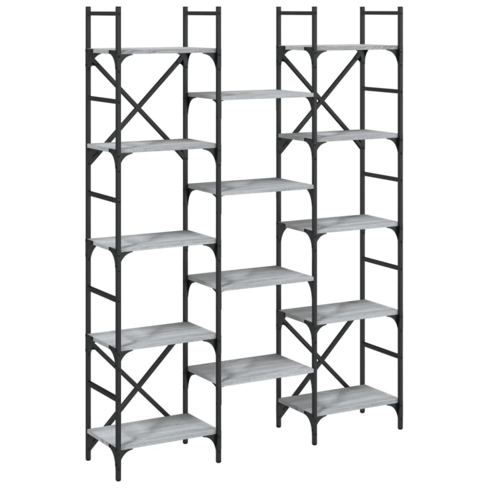 vidaXL Βιβλιοθήκη Γκρι Sonoma 127,5x28,5x172,5 εκ. Επεξεργασμένο Ξύλο