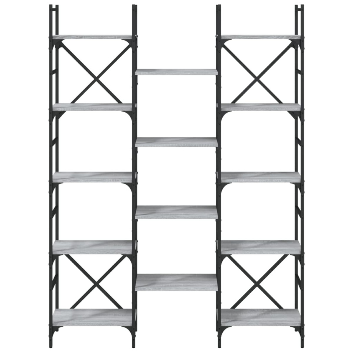 vidaXL Βιβλιοθήκη Γκρι Sonoma 127,5x28,5x172,5 εκ. Επεξεργασμένο Ξύλο