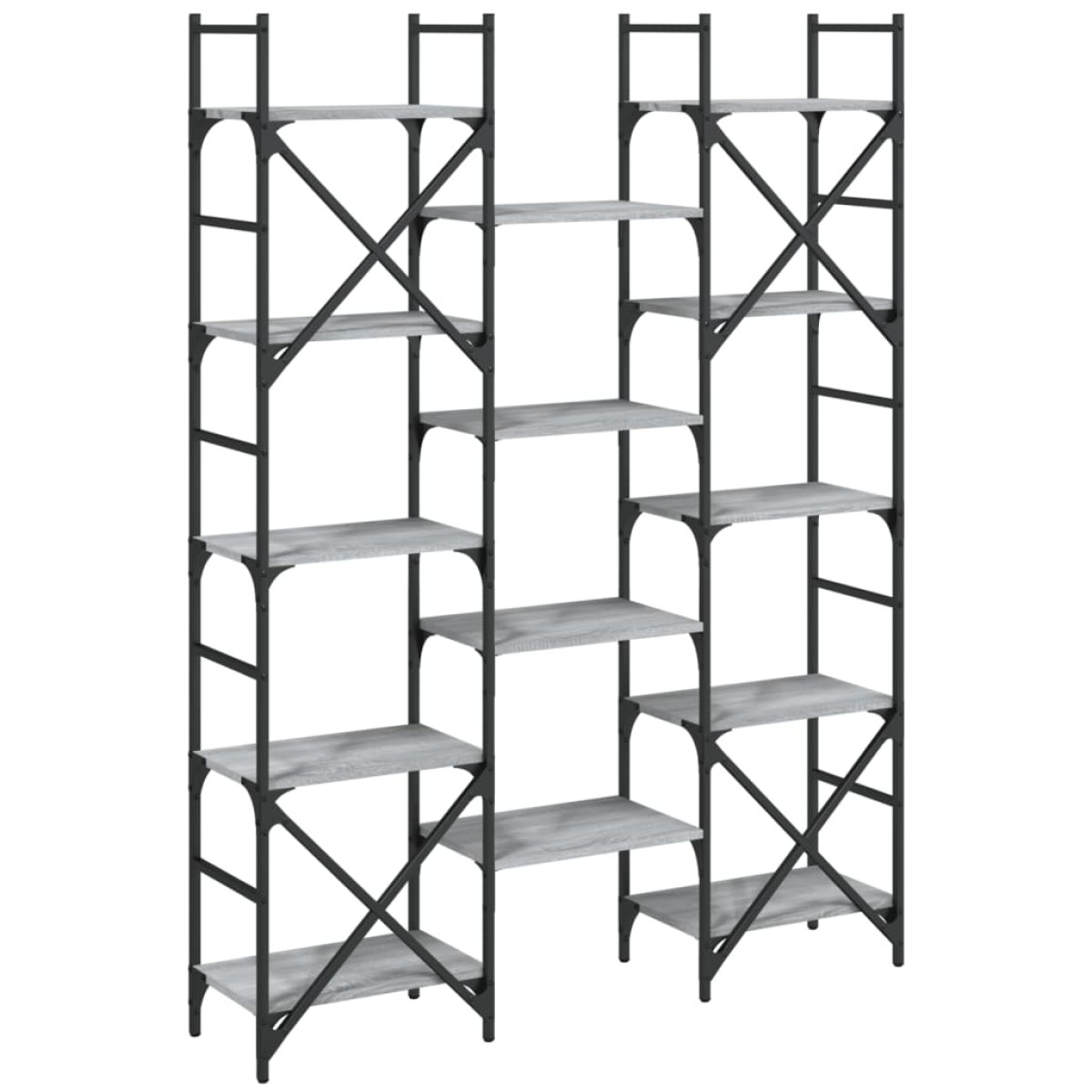 vidaXL Βιβλιοθήκη Γκρι Sonoma 127,5x28,5x172,5 εκ. Επεξεργασμένο Ξύλο