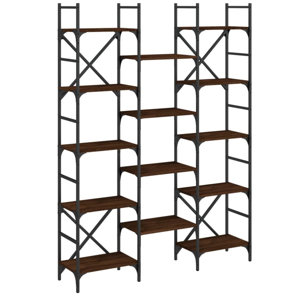 vidaXL Βιβλιοθήκη Καφέ Δρυς 127,5x28,5x172,5 εκ. Επεξεργασμένο Ξύλο