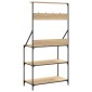 vidaXL Ραφιέρα Κουζίνας με Γάντζους και 4 Ράφια Sonoma Δρυς Επεξ. Ξύλο