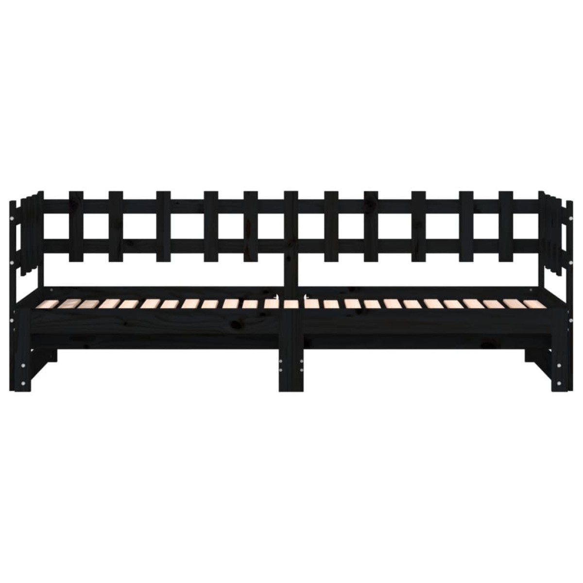 vidaXL Καναπές Κρεβάτι Συρόμενος Μαύρος 2x(80x200) εκ. από Μασίφ Πεύκο