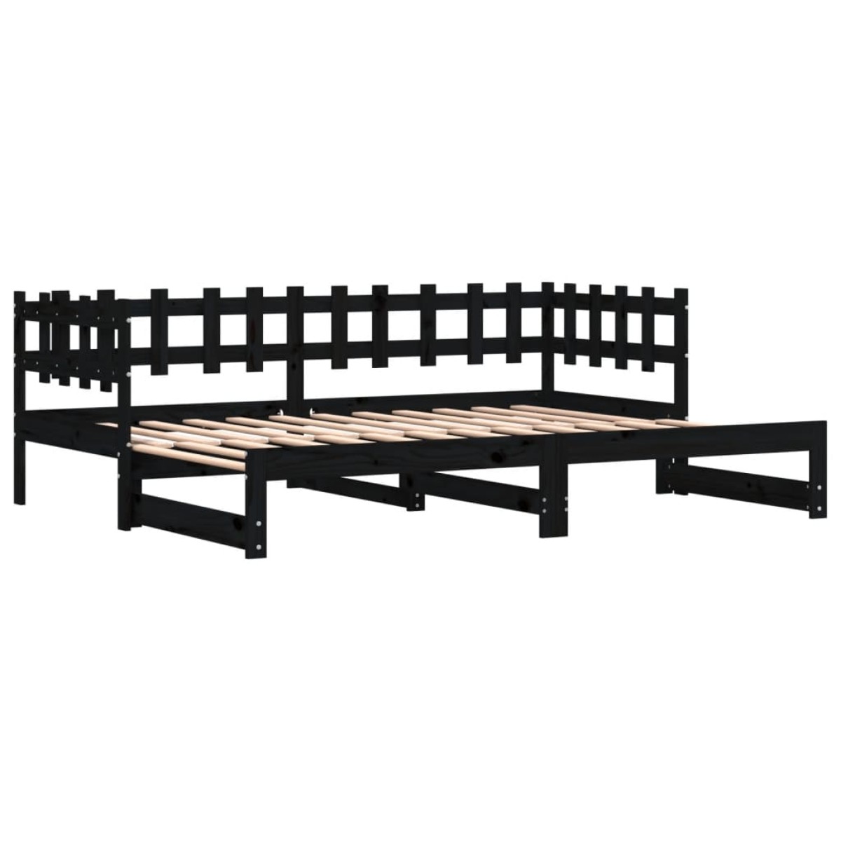 vidaXL Καναπές Κρεβάτι Συρόμενος Μαύρος 2x(90x200) εκ. από Μασίφ Πεύκο