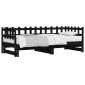 vidaXL Καναπές Κρεβάτι Συρόμενος Μαύρος 2x(90x190) εκ. από Μασίφ Πεύκο