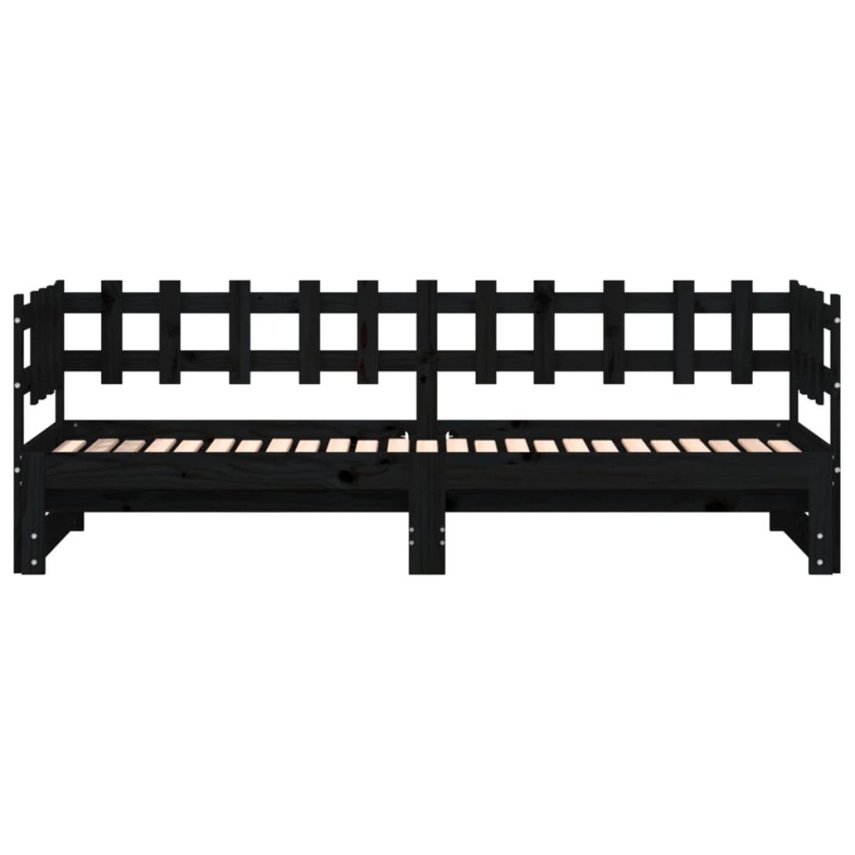 vidaXL Καναπές Κρεβάτι Συρόμενος Μαύρος 2x(90x190) εκ. από Μασίφ Πεύκο